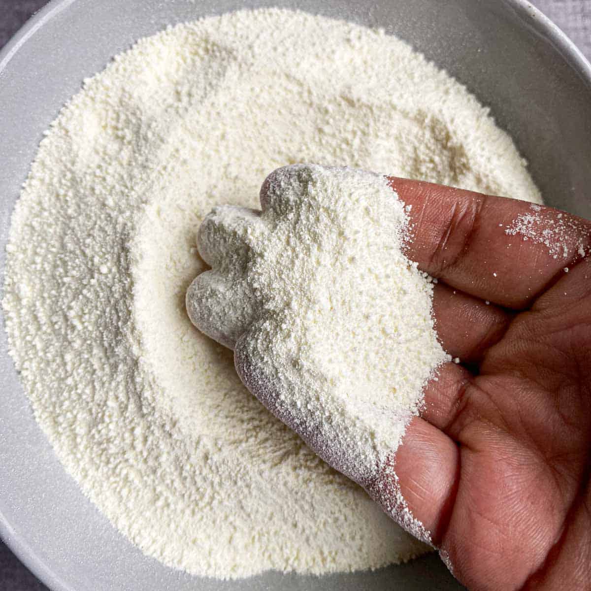 Hand holding milk powder