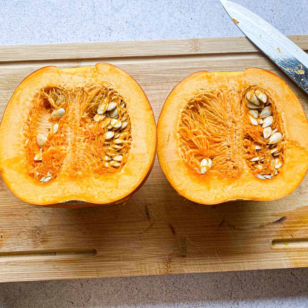 Pumpkin cut in half