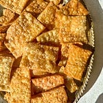 Papdi or carom seed crackers on a tray