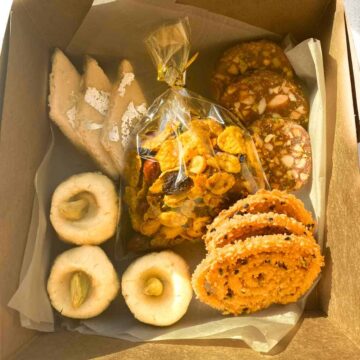 Diwali Sweets and Savories Box filled with goodies